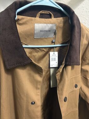 HUDSON Men's Tan Canvas Jacket with Dark Brown Corduroy Collar